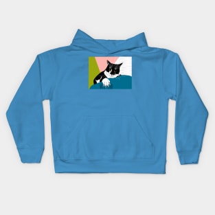 Cute Tuxedo Cat with claws, evil cat  Copyright TeAnne Kids Hoodie